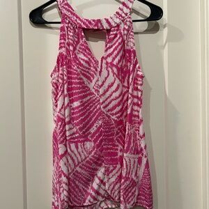 Pink and White Patterned Women's Top